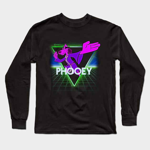 Hong Kong Phooey Retro 80s Neon Landscape Long Sleeve T-Shirt by Bevatron